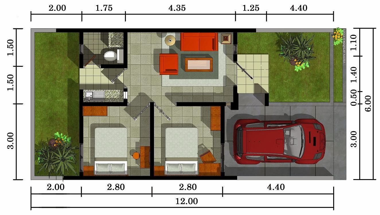 106 Denah Rumah Minimalis Beserta Ukuran Gambar Desain Rumah