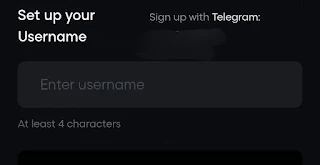 Screenshot of the sign-up process where the airdrop participants have to choose the username of their choice