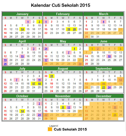 Kalender Cuti Umum Dan Cuti Sekolah Malaysia 2015 [3]