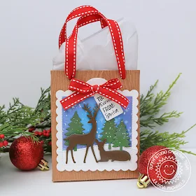 Sunny Studio Stamps: Sweet Treats Gift Bag Dies Season's Greetings Rustic Winter Dies Woodland Border Dies Winter Themed Gift Bag by Juliana Michaels