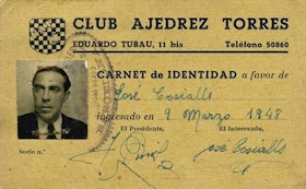 Carnet de socio del ajedrecista Josep Cosialls