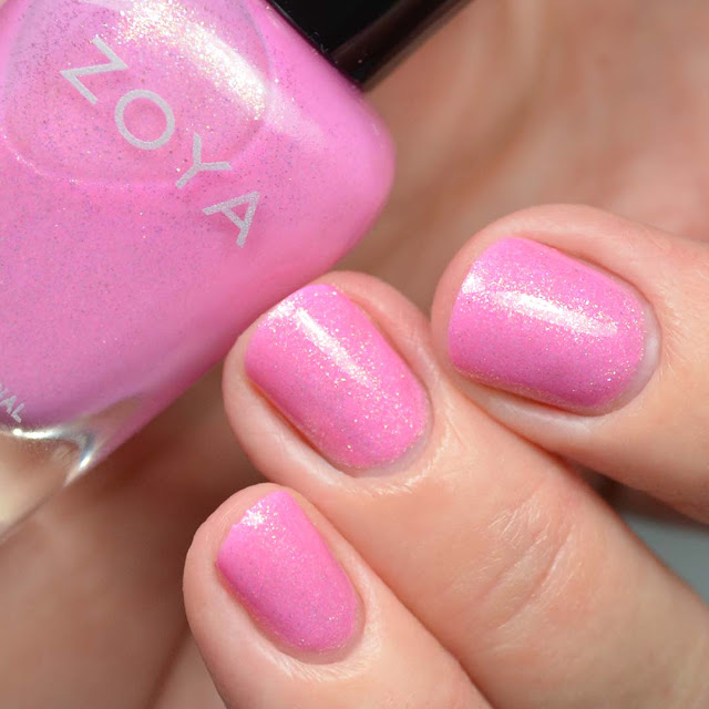 pink shimmer nail polish swatch