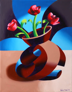 Futurist Dancing Abstract Flower Pot - Step One - Daily Painting Blog Original Oil and Acrylic by Artist Mark Webster