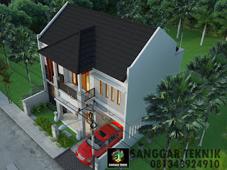  GAMBAR DESAIN RUMAH SEMI BALI MODERN 10 x 10 METER 2 LANTAI 