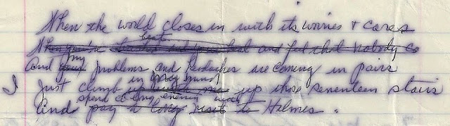 Photo of Holmes poem manuscript excerpt