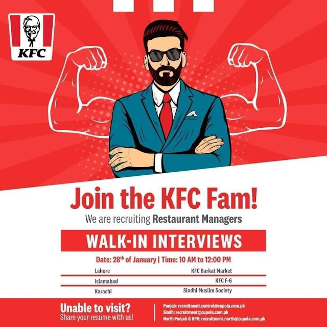 KFC Pakistan Jobs 2021 for Restaurant Managers