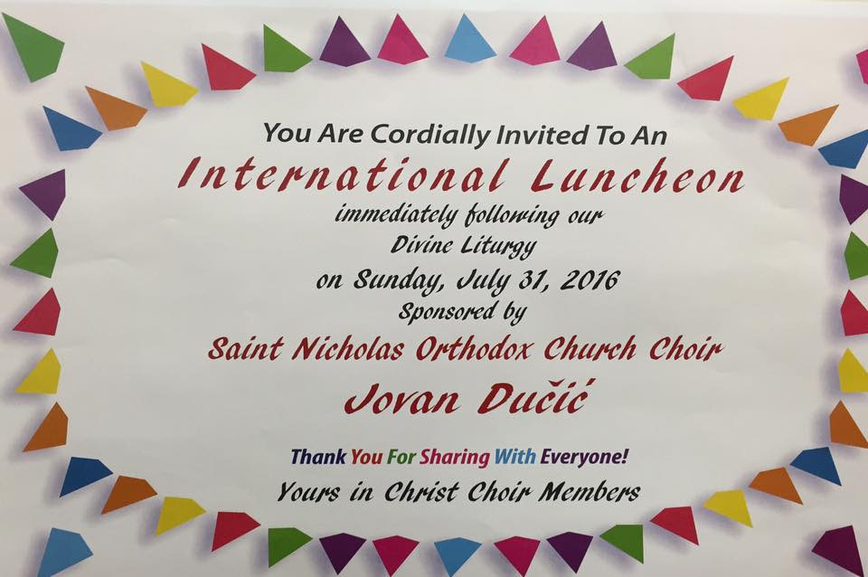 St. Nicholas International Luncheon July 31, 2016