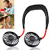 Portable Hand-Free Mini Personal Neck-Hanging USB Rechargeable Neckband Cooling Double Fan with LED Light