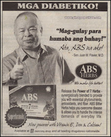 endorsements, advertisements, Juan Flavier, ABS Herbs