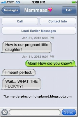 how are you my little pregnant daughter , *mom how do you know* . Daughter Busted while chatting . Epic conversation . auto correct text funny 