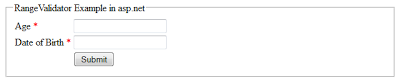 RangeValidatior validation control example in asp.net