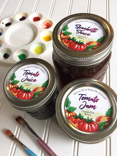 Custom Watercolor Tomato canning jar labels