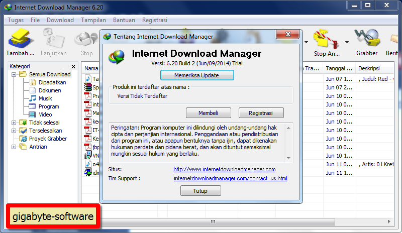 IDM 6.20 build 2 Gigabyte-software.blogspot.com, Update terbaru aplikasi IDM, download aplikasi idm gratis, idm 2014, Unduh aplikasi Internet download manager