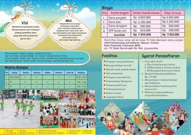 7 Contoh Desain Brosur Sekolah Islam [TK, SD, SMP, dan SMA 