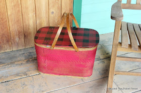 upcycle a vintage picnic basket with Fusion paint and old sign stencils