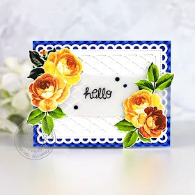 Sunny Studio Stamps: Everything's Rosy Frilly Frames Hello Card by Rachel Alvarado