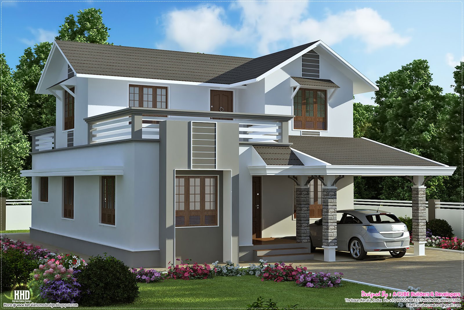 1900 sq.feet 2 storey villa plan - Kerala home design and 