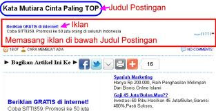 Pasang Iklan di Bawah Judul Posting