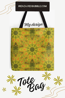 Green and red mandala pattern Tote Bag