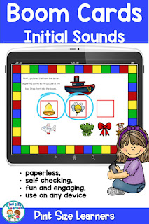 Boom Cards | Beginning Sounds| Distance Learning | PK K Being able to hear and identify letter sounds at the beginning of words is an important reading skill for emergent readers. With this 34 card Boom deck beginning readers will be able to practice this skill. Students will match puzzle pieces with a picture and a letter and find pictures that have the same initial sound as a target picture. All cards are drag and drop. 