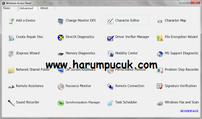 Mudahnya mengakses panel / program di Windows menggunakan Windows Access Panel