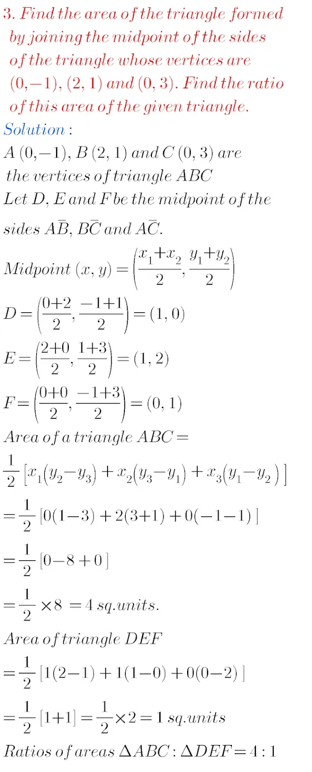 CO-ORDINATE  GEOMETRY  EXCERCISE-7.3   Q.NO.3