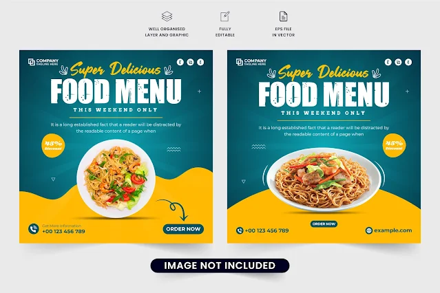 Food menu social media post vector free download