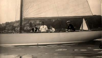 Wilson standing next to Udy Russell, aboard Kyla on the Clyde