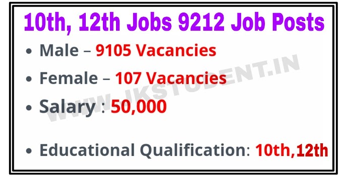 Mega 9000+ Tradesman Vacancies Out : Salary 50,000 : Qualification : 10th , 12th