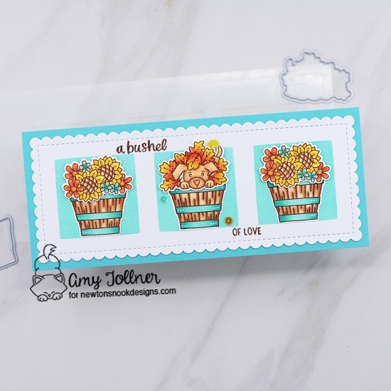 Fall Harvest Stamp and Die Set, Slimline Masking Squares Stencil, Slimline Frames and Portholes Die Set by Newton's Nook Designs #newtonsnookdesigns #newtonsnook #nnd #handmade