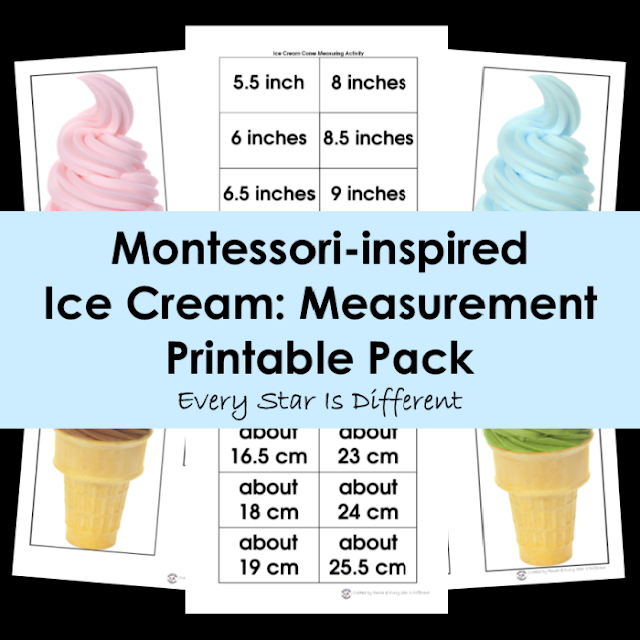 Montessori-inspired ice cream measurement printable pack