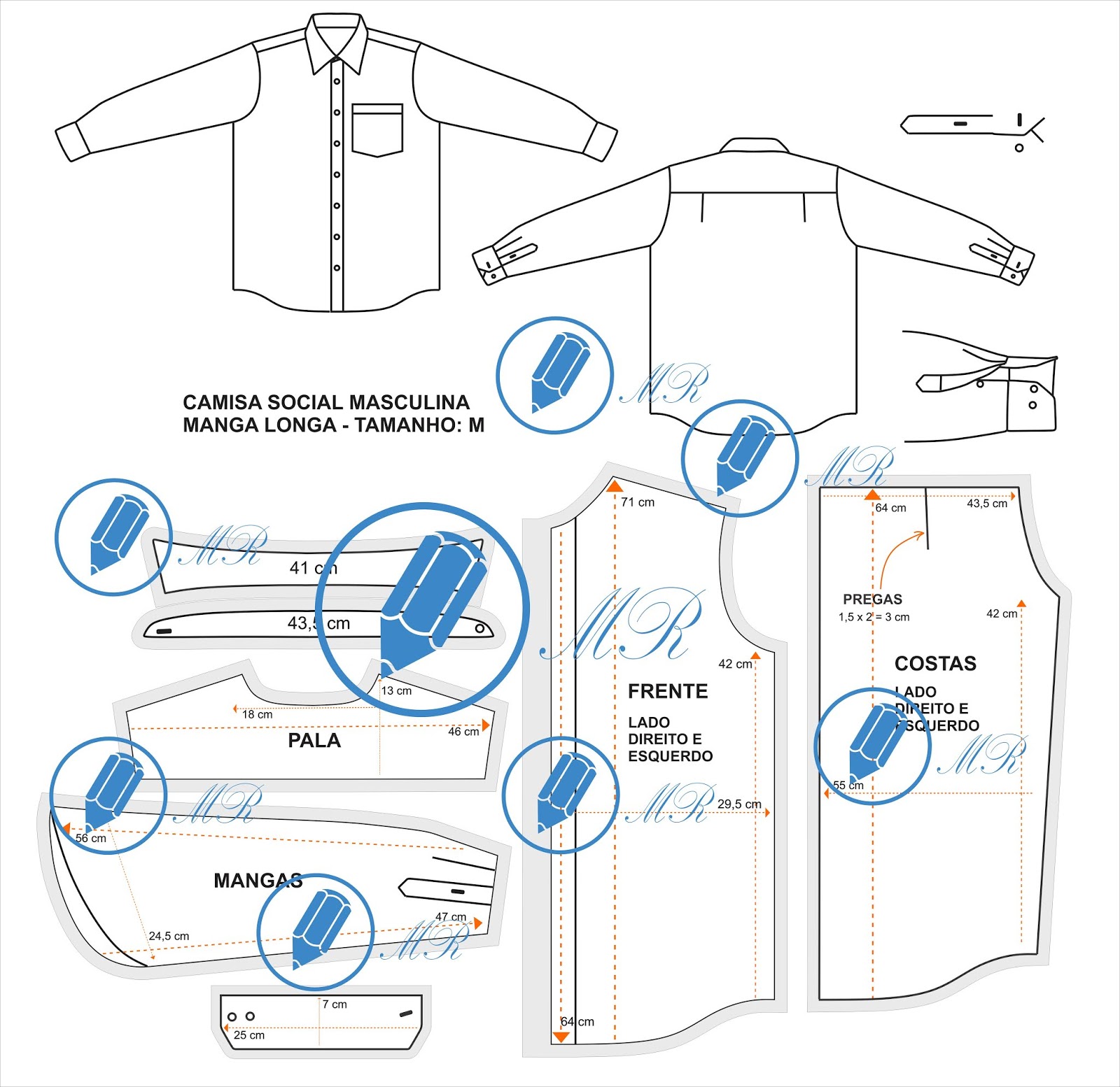 Vendas MR: molde para camisa social manga longa formato cdr corel png e pdf