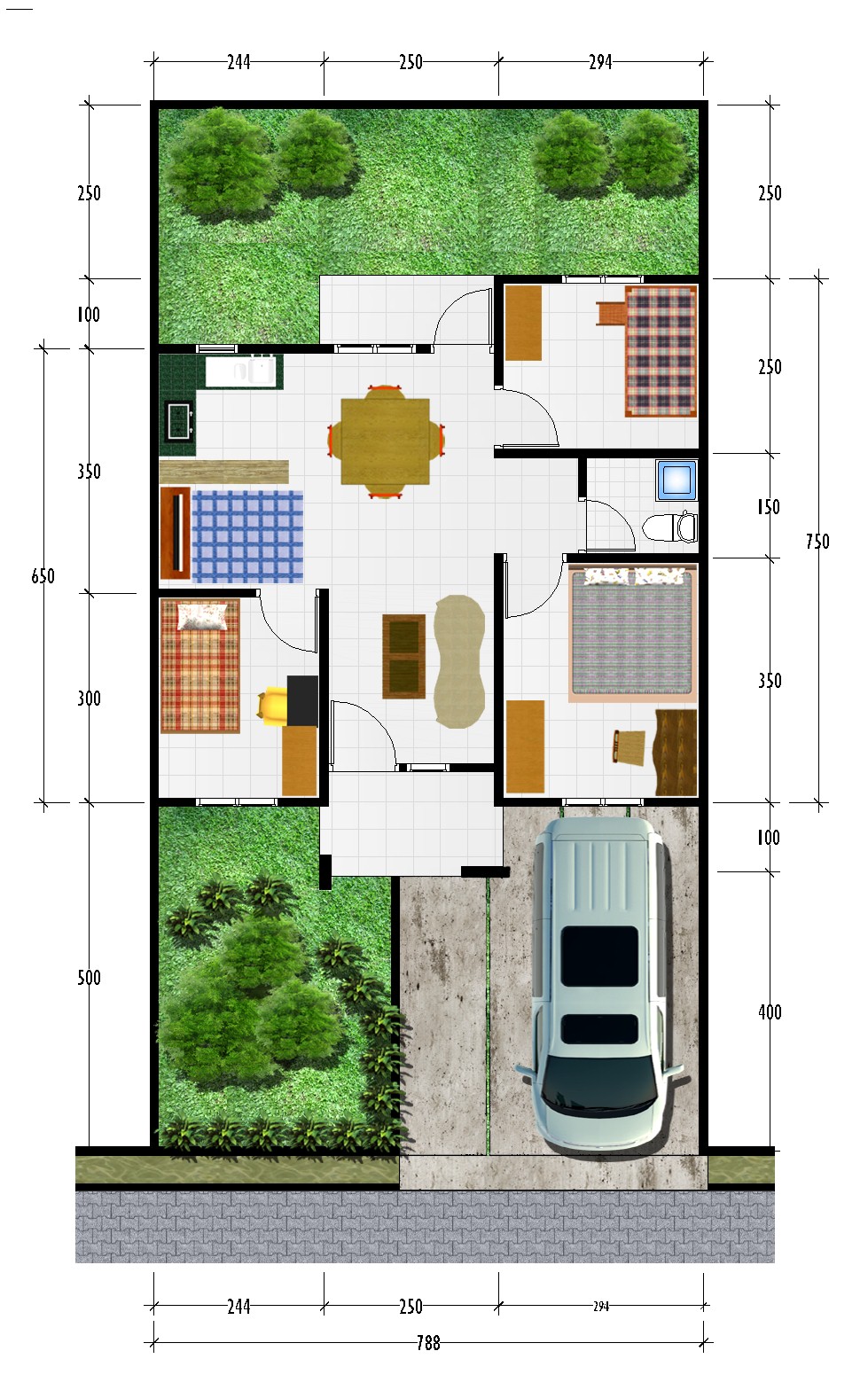 gambar denah rumah type 56 2