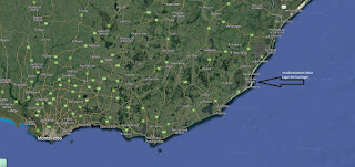Lugar aproximado del naufragio, en mapa de elaboración propia a partir de imagen de Google Maps