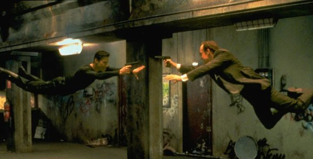 Neo faces off against Agent Smith in The Matrix