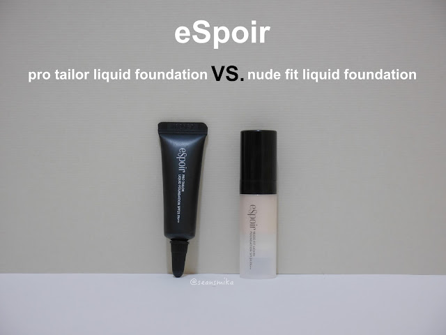 eSpoir底妝比較: Pro Tailor專業保濕粉底液 VS. Nude Fit極貼裸妝感粉底液