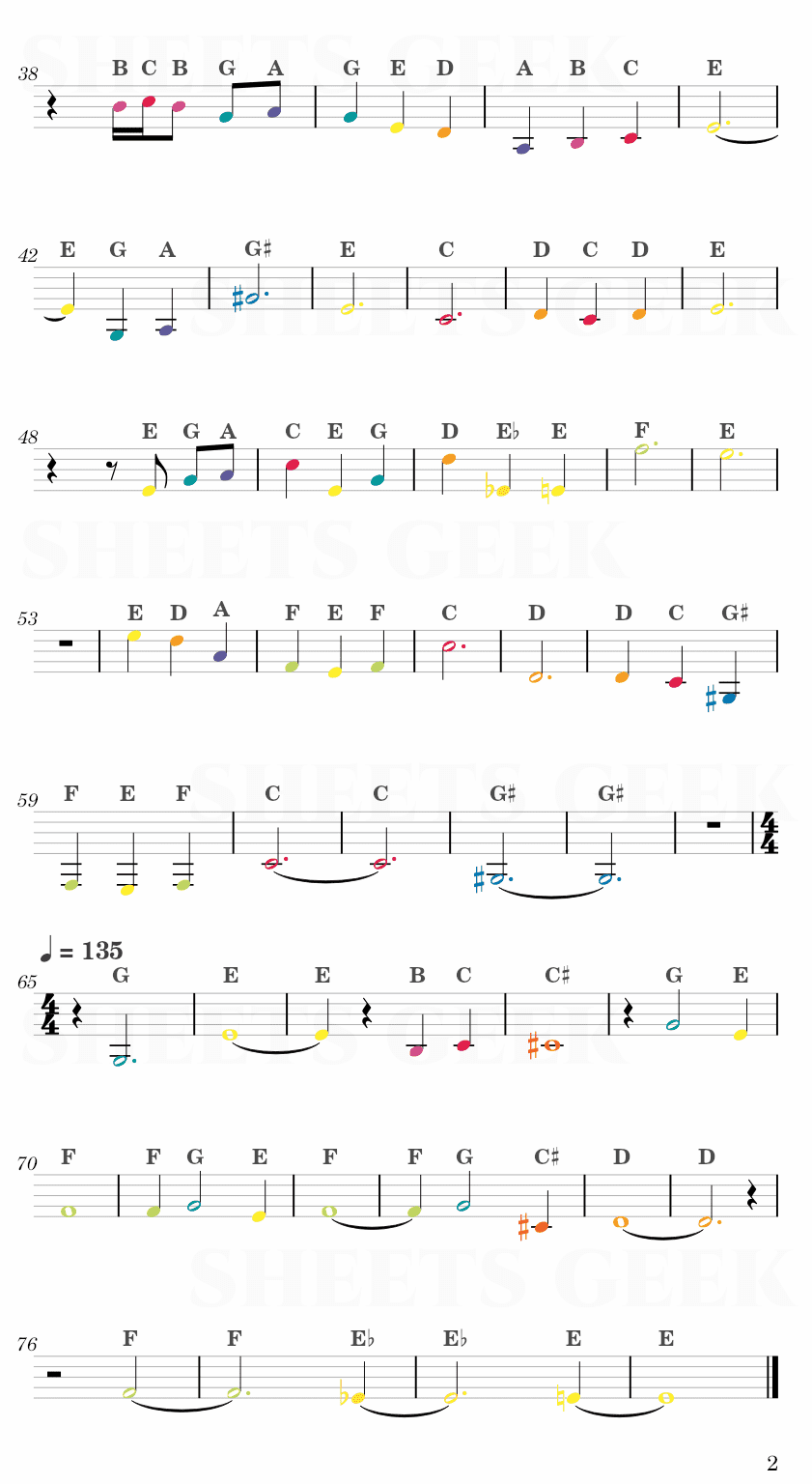 Final Duet by Pedro Silva - OMORI Easy Sheet Music Free for piano, keyboard, flute, violin, sax, cello page 2