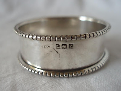 BEAD EDGE NAPKIN RING, STERLING SILVER, BIRMINGHAM 1924