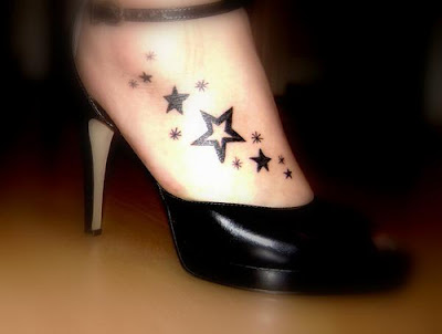 foot tattoos for girls. Three big stars foot tattoo