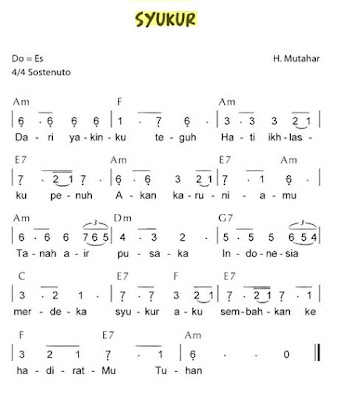  Seperti apa lirik dan not lagu tersebut Lagu Syukur: Pencipta, Lirik, Not