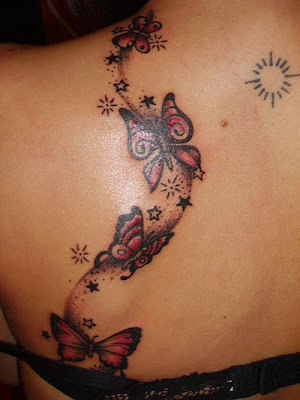 Butterfly Tattoo Design On Back Girl