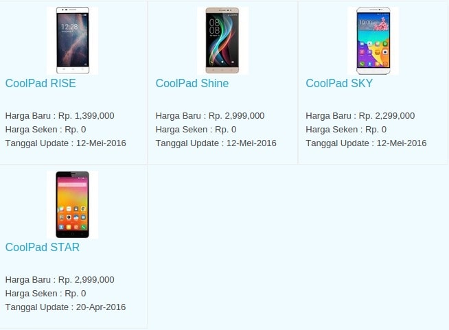 Daftar Harga Hp Terbaru Coolpad Juni 2016