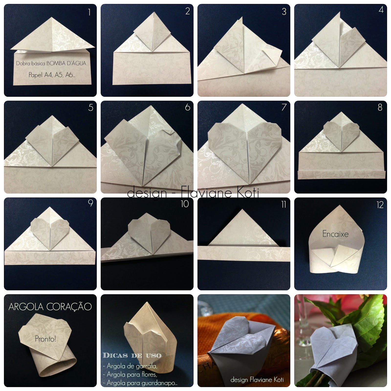 Origami de Coração Diagrama Como Fazer Origami