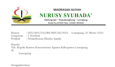 Contoh Surat Permohonan Blanko Ijazah, Lihat Disini !