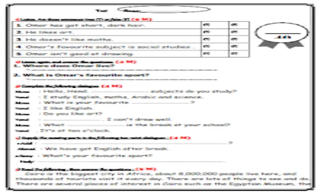 اختبار  لغة انجليزية على اول 3 وحدات للصف الاول الاعدادى - مستر اسامه فتحى - امتحان انجليزى اولى اعدادى مستر اسامة فتحى من موقع درس انجليزى