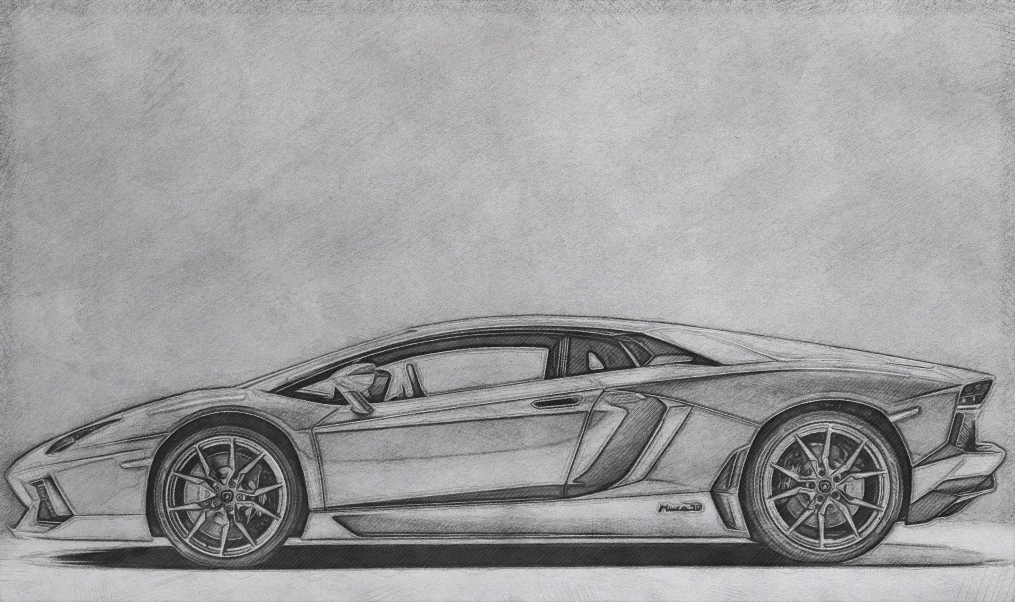 lamborghini sketch aventador miura homage side view