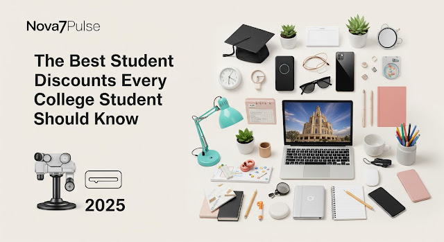 Modern desk with laptops and books showcasing student discounts to save money in 2025