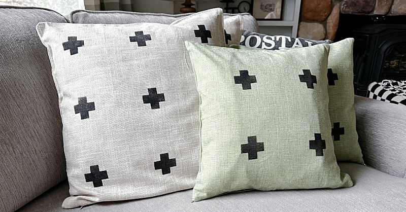 Stenciled Cross Pillow Covers