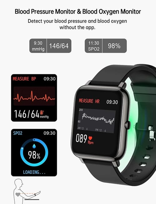 Popglory Smartwatch with Blood Pressure