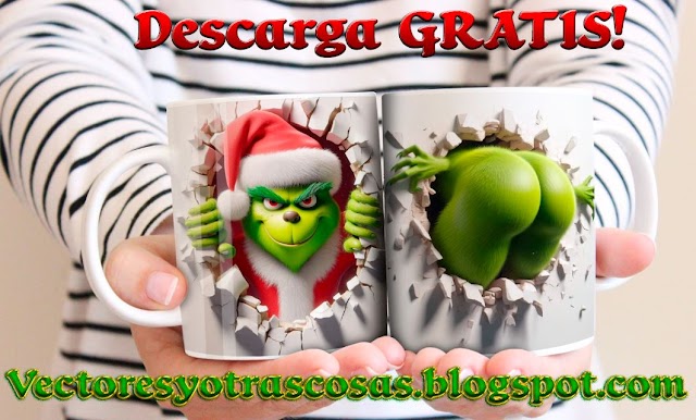 Dale un Toque Travieso a tus Tazas: Descarga Gratis la Plantilla en PNG del Grinch para Sublimar en Navidad!